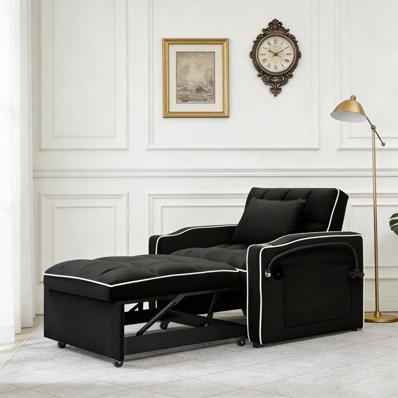 1 canapé-lit pliable polyvalent en 3 longueurs, Noir