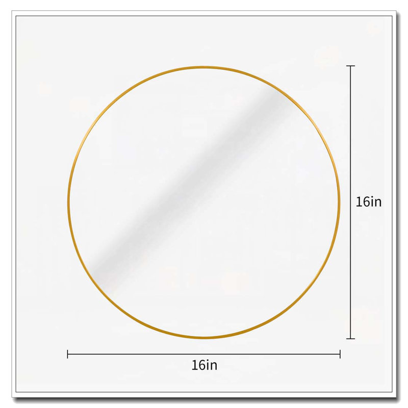 Miroir de salle de bain rond en métal, Doré