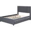 Lit plateforme double tapissier gris avec 2 tiroirs de rangement et un lit gigogne, style classique et fabrication en contreplaqué, chambre à coucher à utilisation optimale, tête de lit à assemblage facile