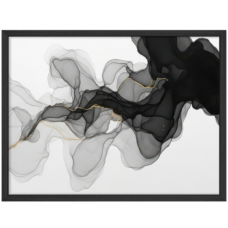 Reproduction d'art encadrée abstraite pour décoration intérieure moderne - 11 po x 14 po, H 11 po x l 14 po, Noir