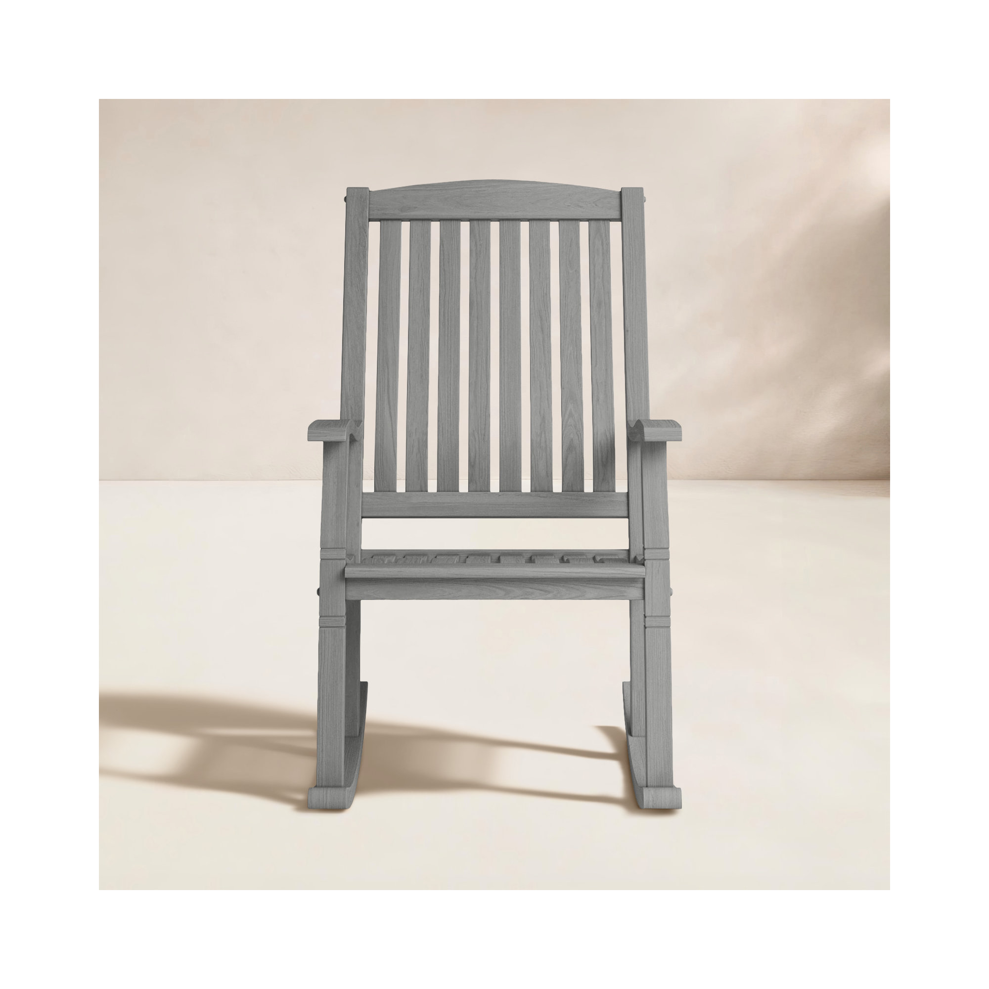 Adina Teak Outdoor Rocking Chair, Weathered Gray