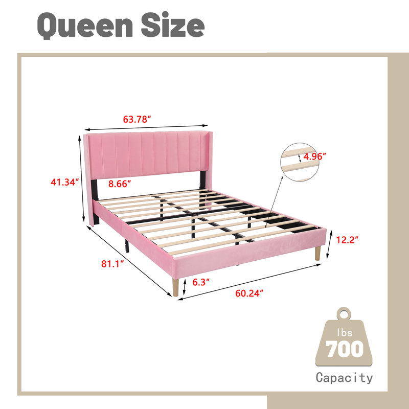 Eriksay Low Profile Upholstered Platform Bed with Winback Headboard