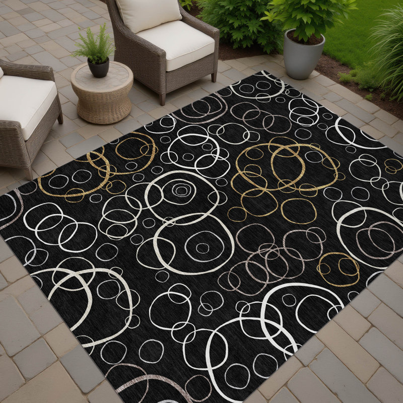 Tapis géométrique intérieur / extérieur lavable à la machine Kugler ACN2408, Rectangle 10 pi x 14 pi