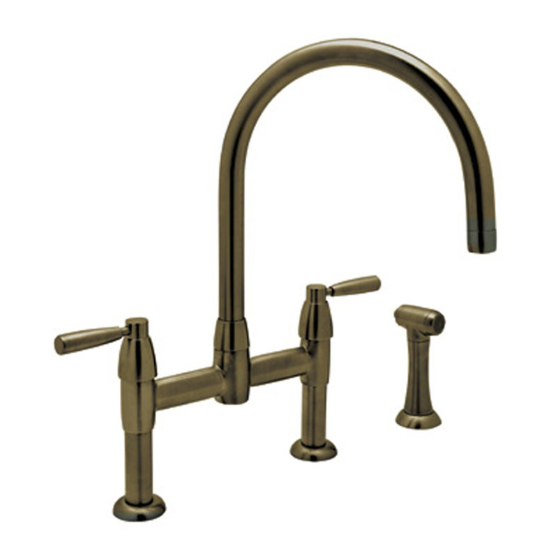 Holborn Double Handle Kitchen Faucet, Unlacquered Brass, Lever