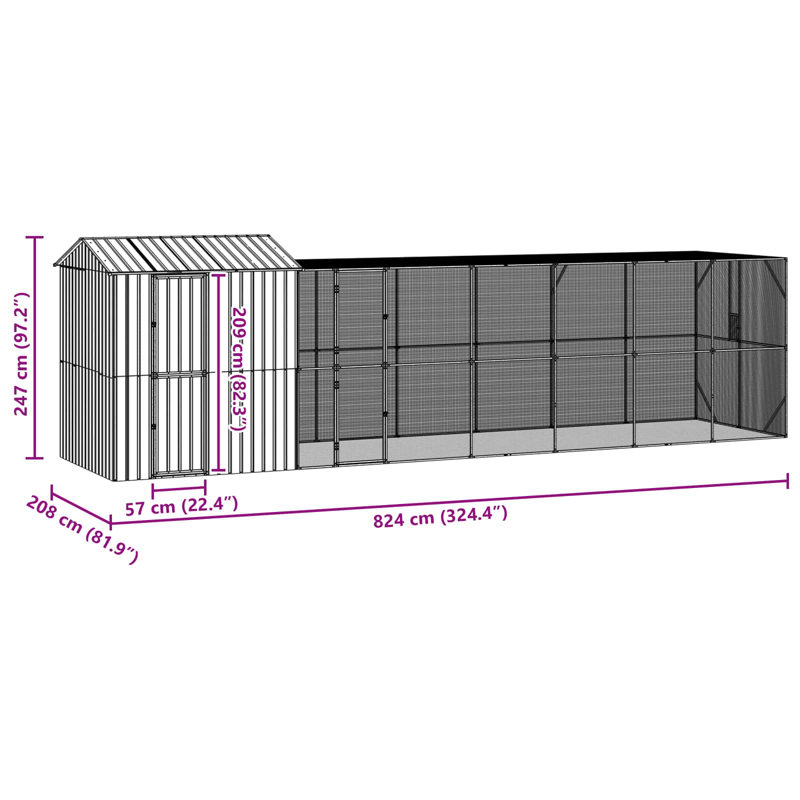 247cm Galvanised Steel Floor Bird Cage