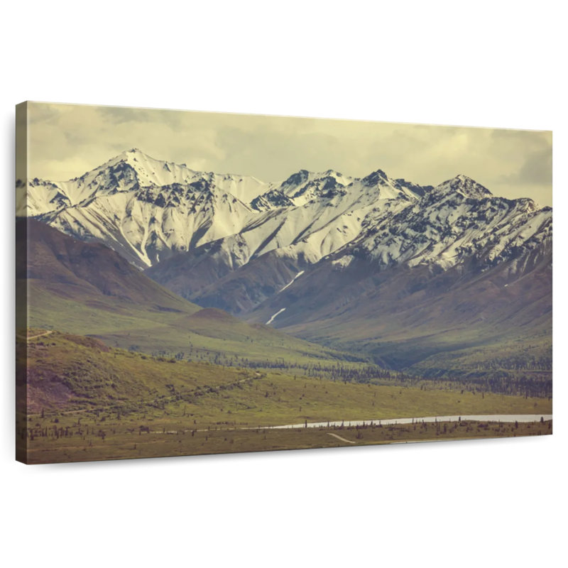 Montagnes enneigées d'Alvord, Alaska, H 26 po x l 39 po