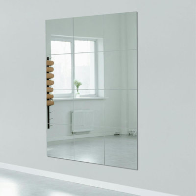 Mirrors 12Pcs Wall Mounted Mirror Glass Frameless  Mirror Tiles For Home Gym, Bedroom, Door & Bathroom