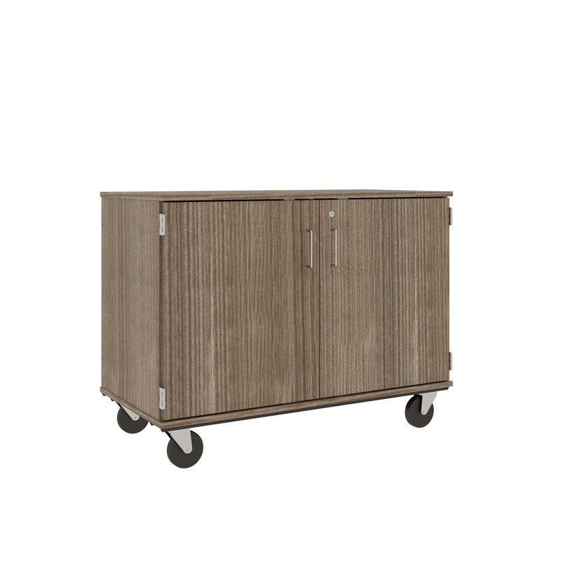 Armoire de rangement mobile à 4 compartiments avec portes verrouillables, Orme foncé
