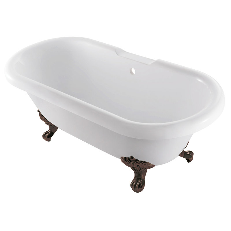 Kingston Brass Aqua Eden 67-Inch Acrylic Oval Double Ended Clawfoot Tub (No Faucet Drillings), Oil Rubbed Bronze