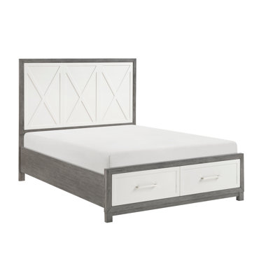 Bridgeworth Bed Frame With 57.5" Tall Farmhouse Heardboard And Footboard Storage