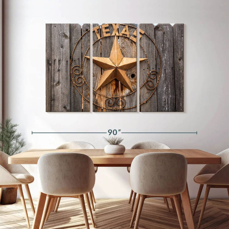" Texas Star " 3 Piece Art Set, 48" H x 74" W x 1.25" D