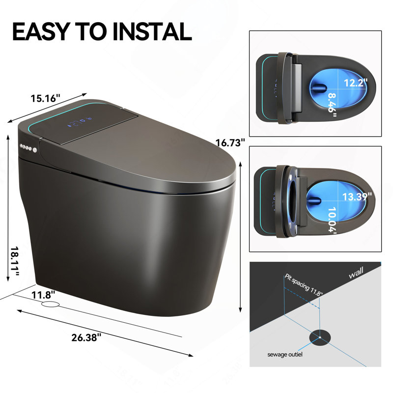 Unique Smart Toile,  One Piece Toilet with Bidet Built In,Intelligent Toilet Auto Open/Close Seat. Bidet toilet with Dryer and Warm Water.