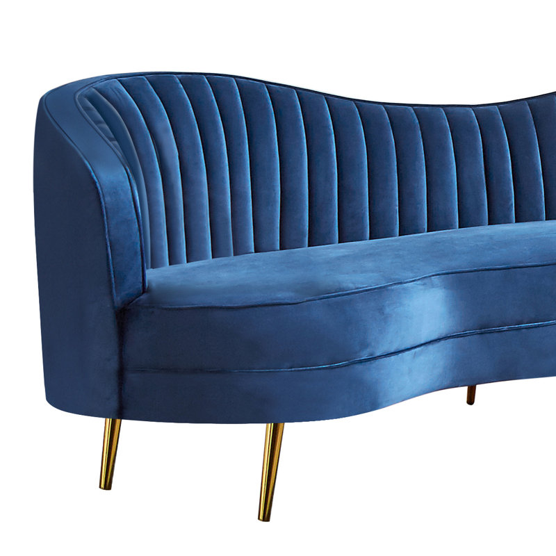 Canapé Westerham, Velours bleu, H 33 po x l 74 po x P 36 po