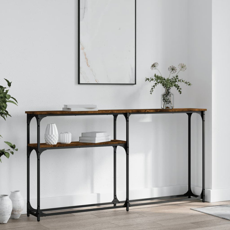 Console Table, 75cm H x 145cm W x 22.5cm D, Smoked Oak