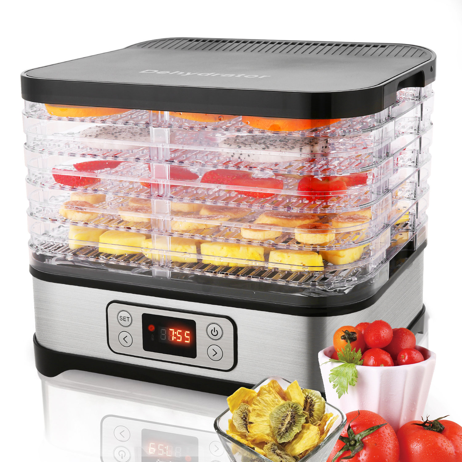 DreamDwell Home 5 Tray Food Dehydrator Food Dryer with Digital Timer&Temp Control for Beef Jerky