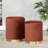 Nesting Pleated Ottoman Set In Gold Metal And Peacock Teal Velvet-1515215871