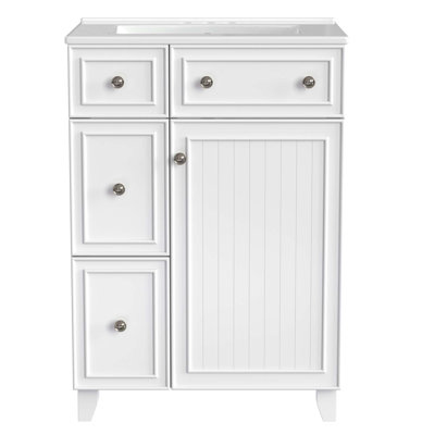 Armoire de salle de bain avec lavabo en céramique, 2 tiroirs et 1 porte