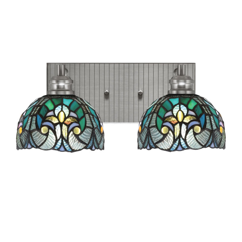 Éclairage pour meuble-lavabo 2 lumières Alberry, Nickel brossé, Vert