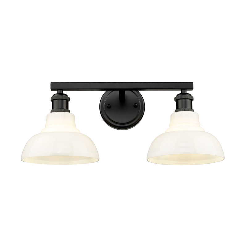 Éclairage pour salle de bain 2 lumières Carver en chrome avec verre transparent Carver, Noir mat, Blanc