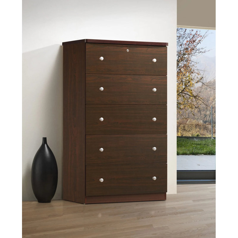 Commode 5 tiroirs Conroy, Acajou