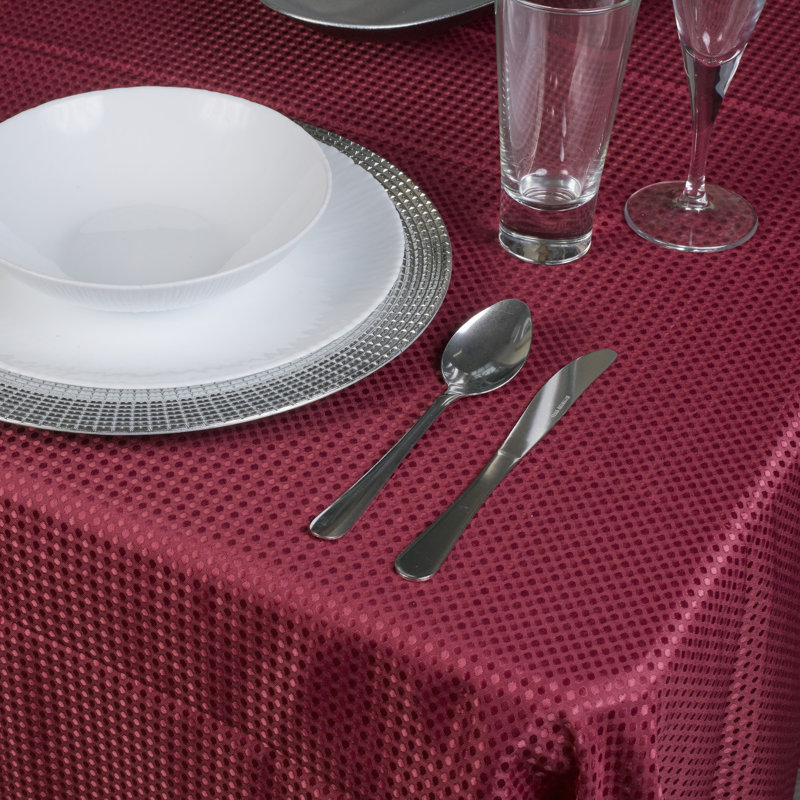 Damask Patterned Tablecloth, 220cm L x 150cm W, Burgundy