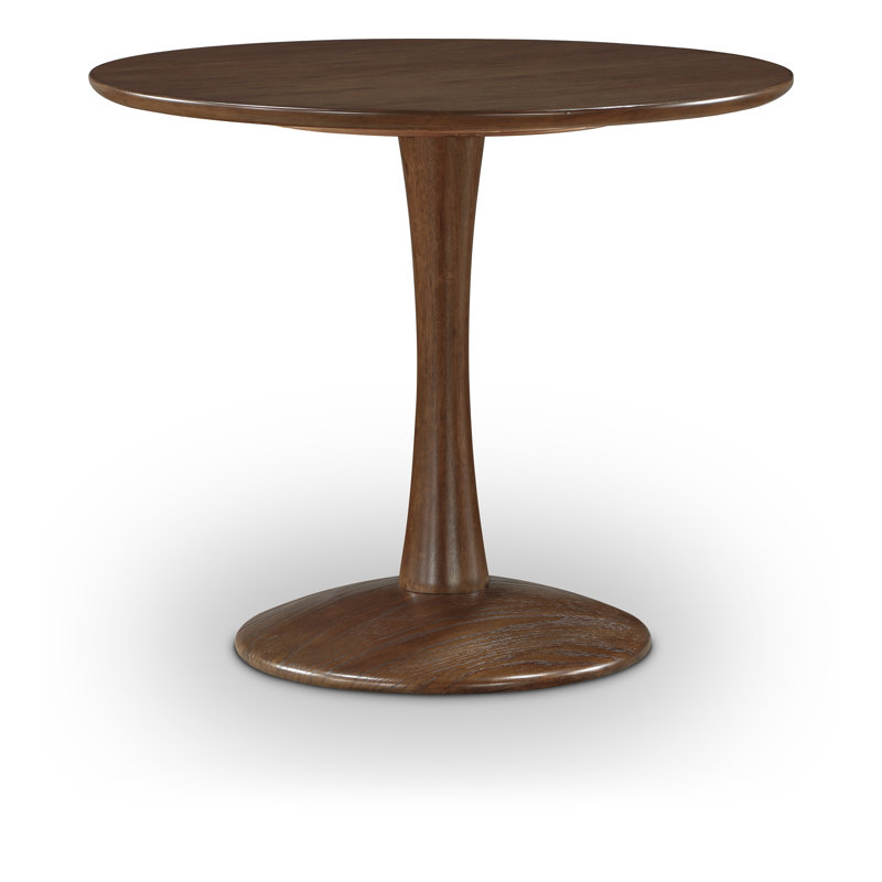 Khup Round Solid Wood Base Dining Table, 36" L x 36" W, Brown