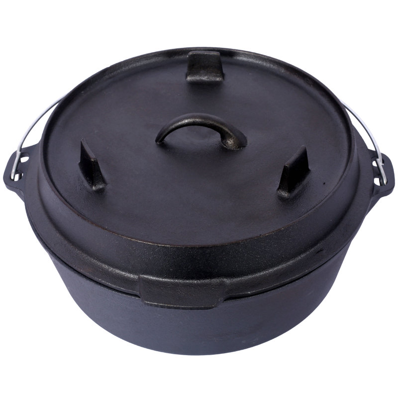 Four hollandais en fonte pré-assaisonné avec couvercle pour poêle, H 8,2 po x l 11 po x P 11 po