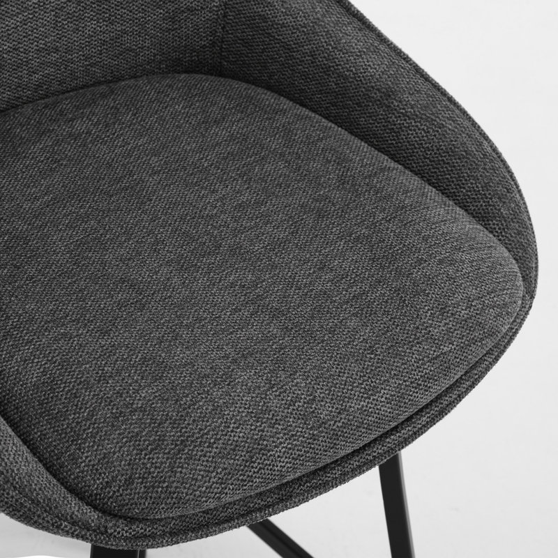 Tabouret de comptoir pivotant en lin 25,6 po avec structure en métal Absalom, Gris foncé, 2