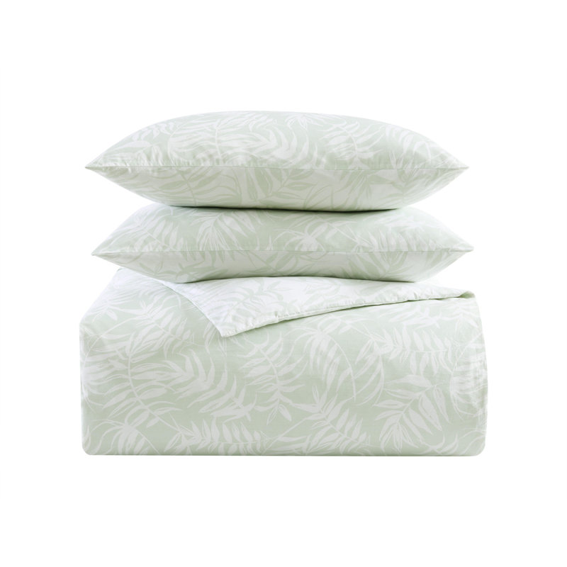 Art Of Palms Duvet Cover Set, King Duvet Cover + 2 King Shams, Green Floral