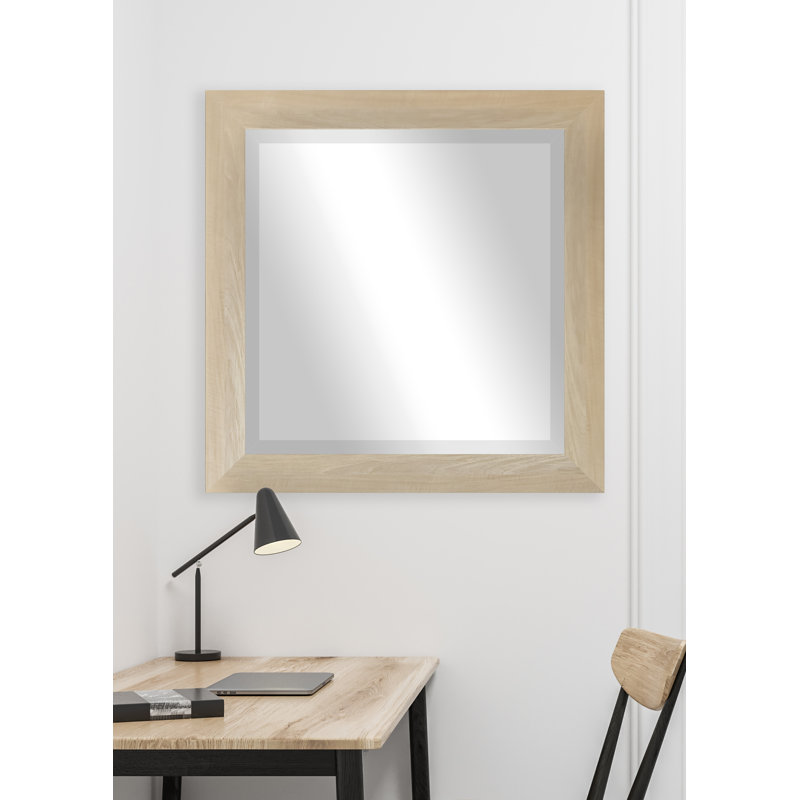 Ungar Wood Flat Wall Mirror, 35.5" H x 35.5" W x 0.75'' D, Blonde Maple