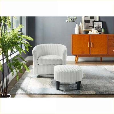 Fauteuil d'appoint pivotant à 360 ° pour adultes, fauteuil inclinable confortable en velours côtelé avec repose-pieds, canapé simple pour la chambre à coucher du salon