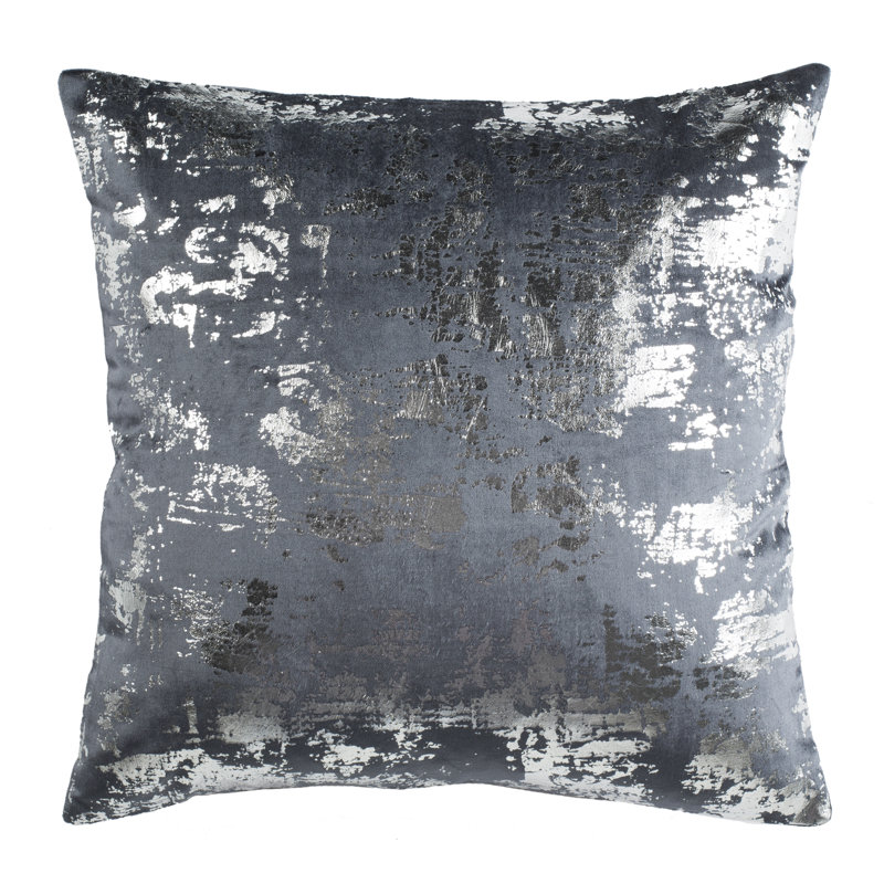 Abstract Cotton Blend Reversible Throw Pillow, 12" x 20", Blue/Silver