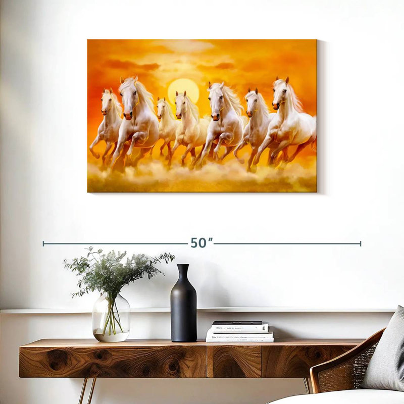 Seven Running Horses Canvas Print, 24" H x 36" W x 1.25" D