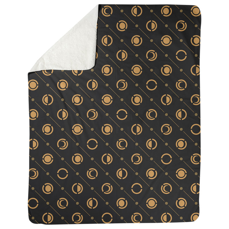Couverture polaire moon phases, l 50 po x L 60 po, Noir / Orange