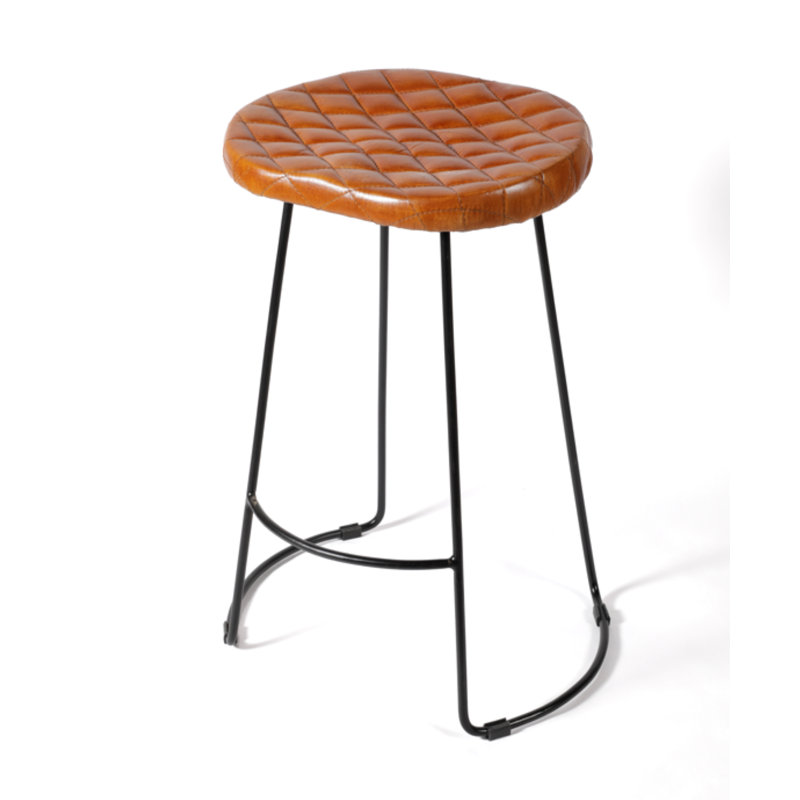 Adamsen Upholstered Counter Stool with Metal Frame, Tan