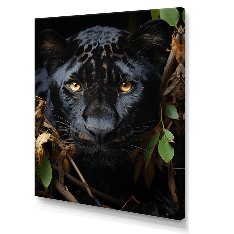 Black White Animal Panther Portrait I - Animals Wall Decor, Toile tendue, H 44 po x l 34 po x P 1,5 po