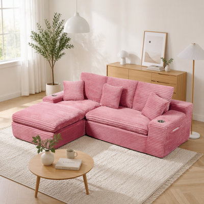 Upholstered 98.4 " Fabric Sofa & Chaise