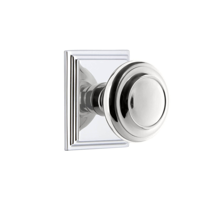 Rosette Grandeur Carré avec bouton circulaire, Chrome brillant