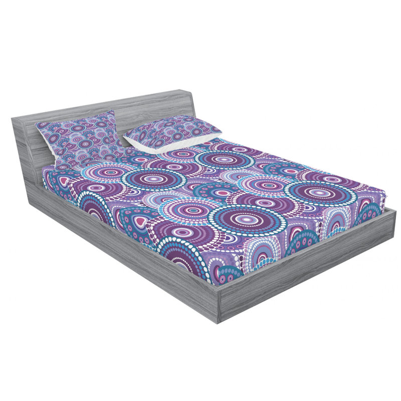 Microfiber Geometric Sheet Set, Full Sheet Set with Fitted Sheet