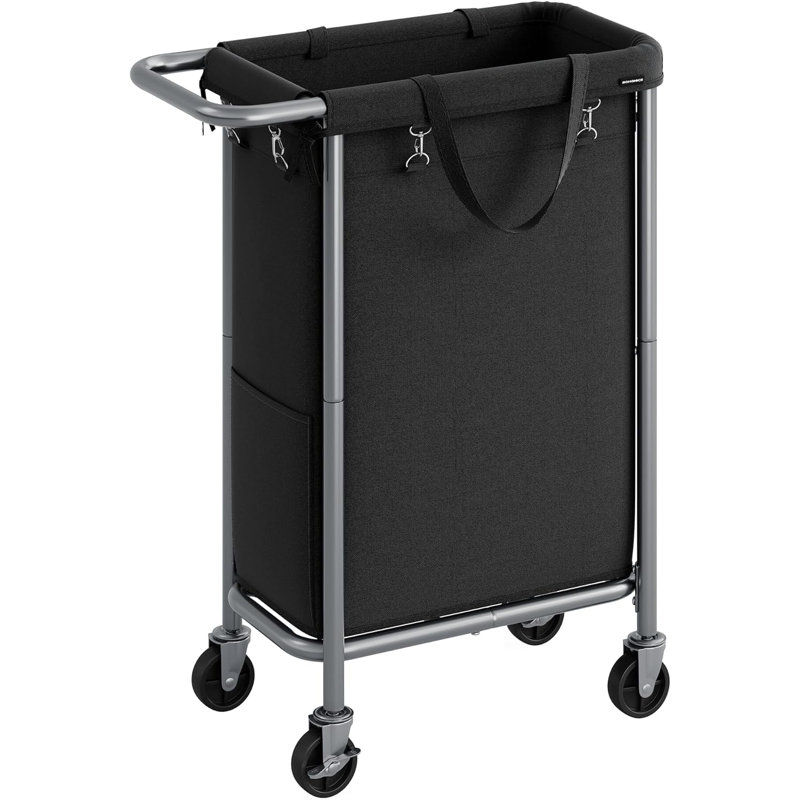 Panier à linge roulant avec poignées, Noir, H 31,89 po x l 27,2 po x P 15,39 po
