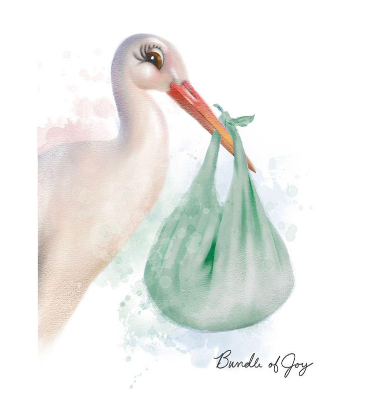 Art sur toile tendue par Red Gallery Barrel Studio® Piotrowicz, Matthew: Baby Stork Green, H 47 po x l 36 po