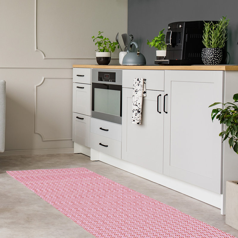 Tapis rose/rouge fait main, Tapis de couloir 2 pi x 8 pi