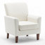 Fauteuil à motifs en mélange de polyester, structure en bois de bouleau massif avec pieds fuselés bruns, chaise d'appoint rembourrée de mousse avec garniture pour le bureau du salon-1026048997