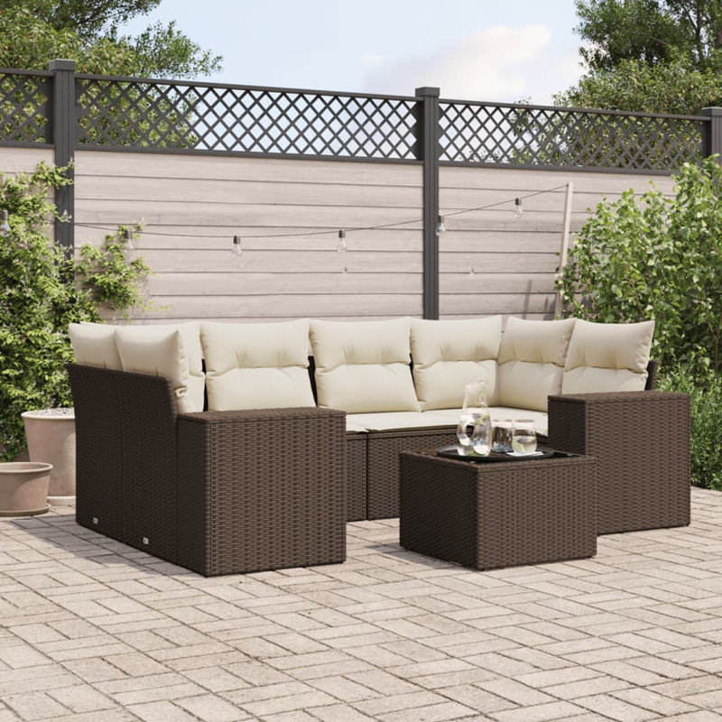 Ensemble de canapé de jardin Vidaxl brun, blanc crème