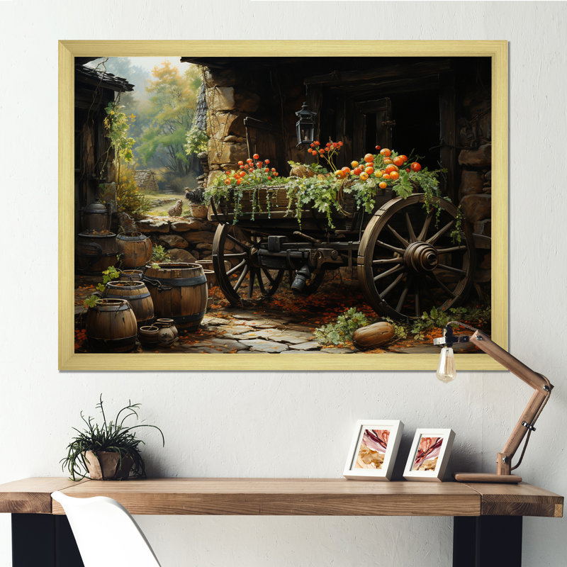 «Old Cart Cart Legacy» sur toile, Encadrement doré, H 24 po x l 32 po x P 1 po