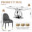 69" Rectangular Glass Dining Table Set, Tempered Glass Top, Polished Stainless Steel S-Shaped Base, Faux Leather Diamond-Back Chairs With Gold Metal Accents-126046583-126046579-126046584