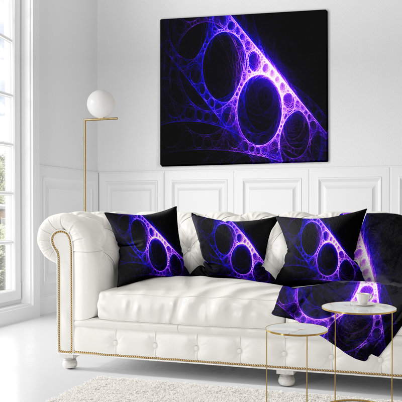 Fabrication en métal - Coussin imprimé abstrait, 18 po x 18 po, Carré, Mauve / Noir