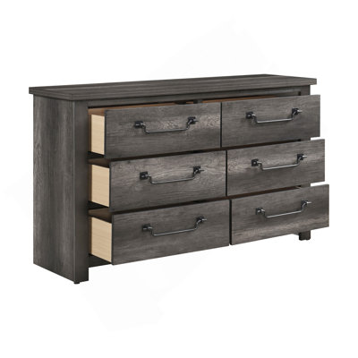 Gray Finish 6-Drawers Storage Dresser 1Pc Wooden Furniture Traditional Design