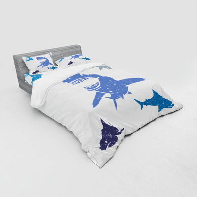 Ensemble de housse de couette moderne et contemporain en microfibre bleu royal
