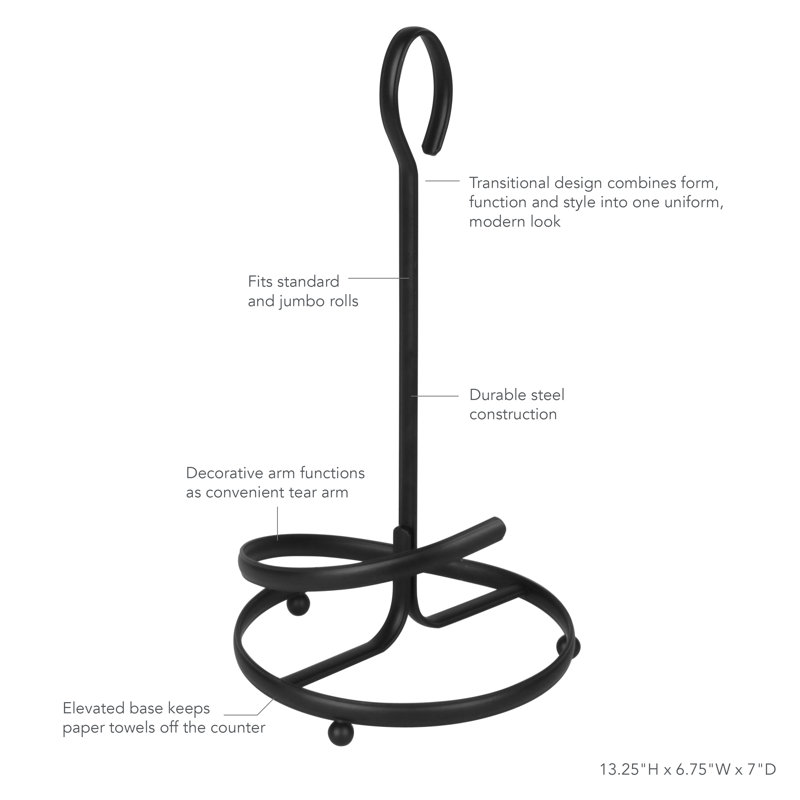 Porte-serviettes en papier sur pied, Noir